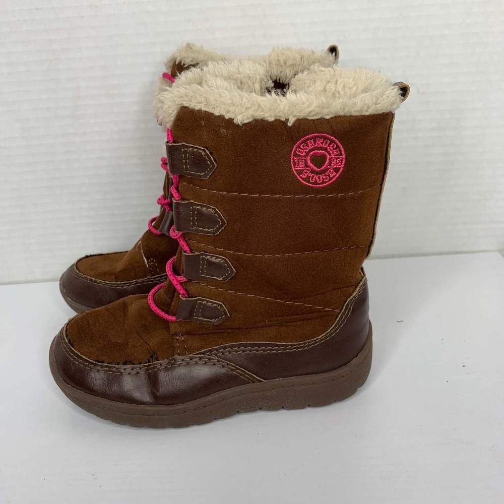 OshKosh B'gosh NESSA-G Brown Faux Fur Girls Winter Boots Size 10